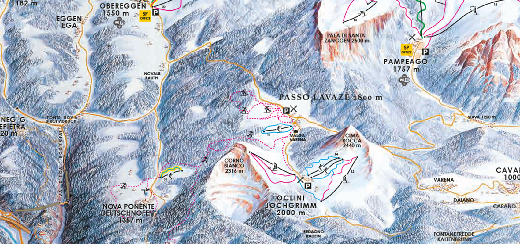 Skikarte Lavaze Jochgrimm